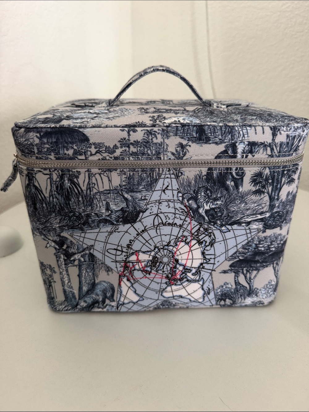 Dior Canvas Toiletry Case with Navy Toile de Jouy Print